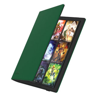 Grüne Ultimate Guard Flexxfolio 360 Kartenmappe mit 18-Pocket-Seiten, zeigt Sammelkarten.