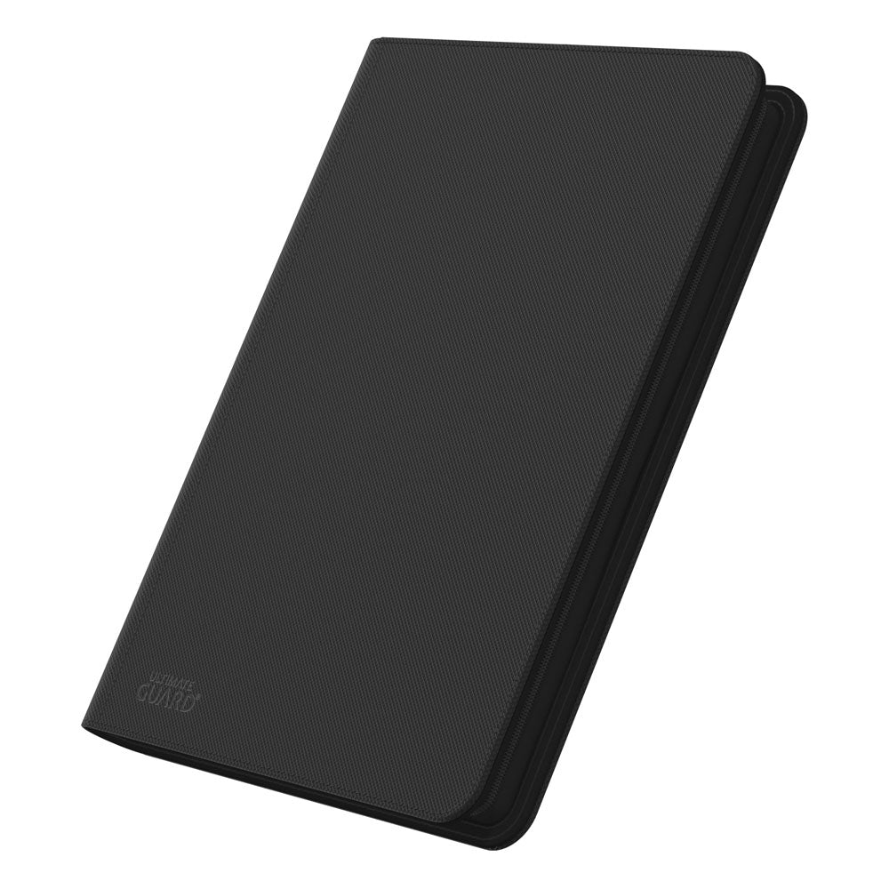 Ultimate Guard Zipfolio 360, schwarze XenoSkin-Kartenmappe mit Reißverschluss, 18-Taschen-Seiten für Sammelkarten.