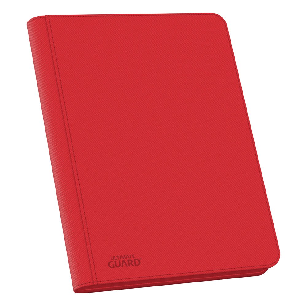 Rote Ultimate Guard Zipfolio 360 Kartenmappe mit XenoSkin-Einband und Reißverschluss, 18-Pocket für Sammelkarten.
