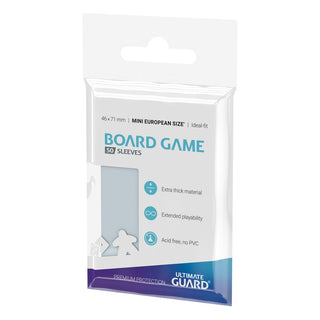 Ultimate Guard Premium Soft Sleeves für Mini European Brettspielkarten, 50 Stück, 46x71mm, extra dick, säurefrei.