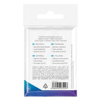 Rückseite der Ultimate Guard Premium Soft Sleeves Verpackung für Mini European Brettspielkarten, 50 Stück.