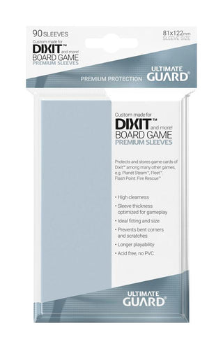 Ultimate Guard Premium Soft Sleeves für Dixit™-Brettspielkarten, 90er-Pack, 81x122mm, klare Schutzhüllen.