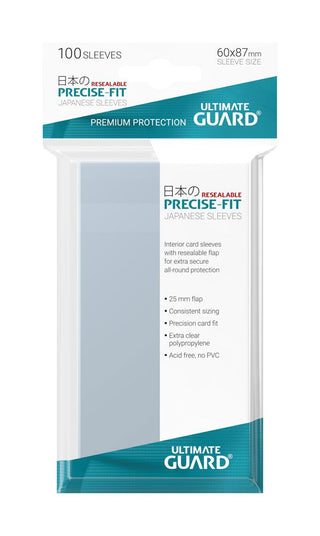 Ultimate Guard Precise-Fit Sleeves, 100 Stück, wiederverschließbar, japanische Größe, transparent, für Sammelkarten.