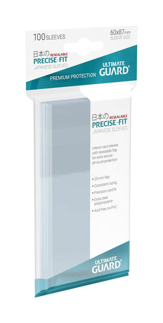 Ultimate Guard Precise-Fit Sleeves, 100 Stück, wiederverschließbar, japanische Größe, transparent, für Sammelkarten.