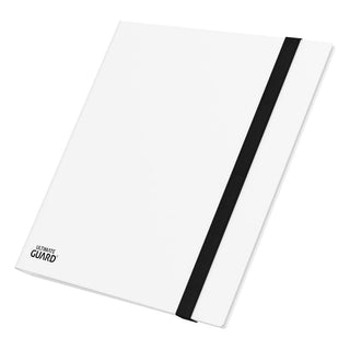 Weißer Ultimate Guard Flexxfolio 480 Kartenordner mit schwarzem Gummiband, 24-Pocket Design.