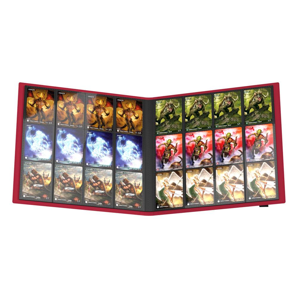 Ultimate Guard Flexxfolio 480, rote 24-Pocket-Kartenmappe, offen mit Karten, ideal für Playsets.