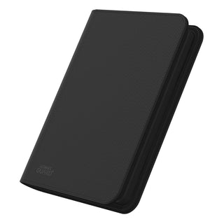 Schwarze Ultimate Guard Zipfolio 160 Kartenmappe mit XenoSkin-Einband und Reißverschluss, 8-Pocket-Seiten für Sammelkarten.