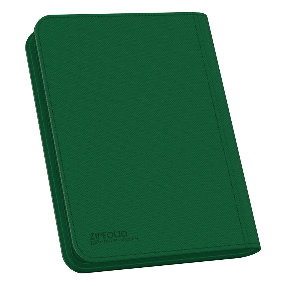 Grüne Ultimate Guard Zipfolio 160 Kartenmappe mit XenoSkin-Einband und Reißverschluss, 8-Pocket Design.