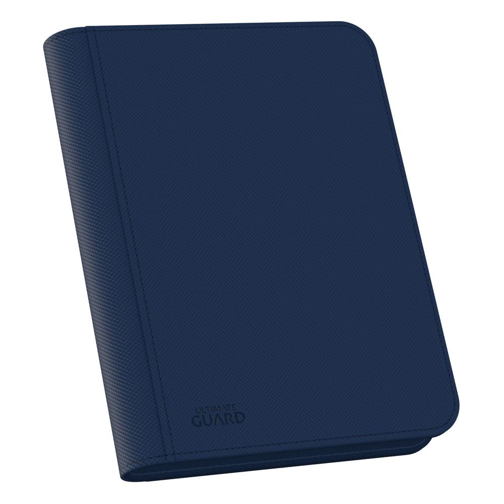 Blaue Ultimate Guard Zipfolio 160 Kartenmappe mit XenoSkin-Einband und Reißverschluss, 8-Pocket-Design für Sammelkarten.