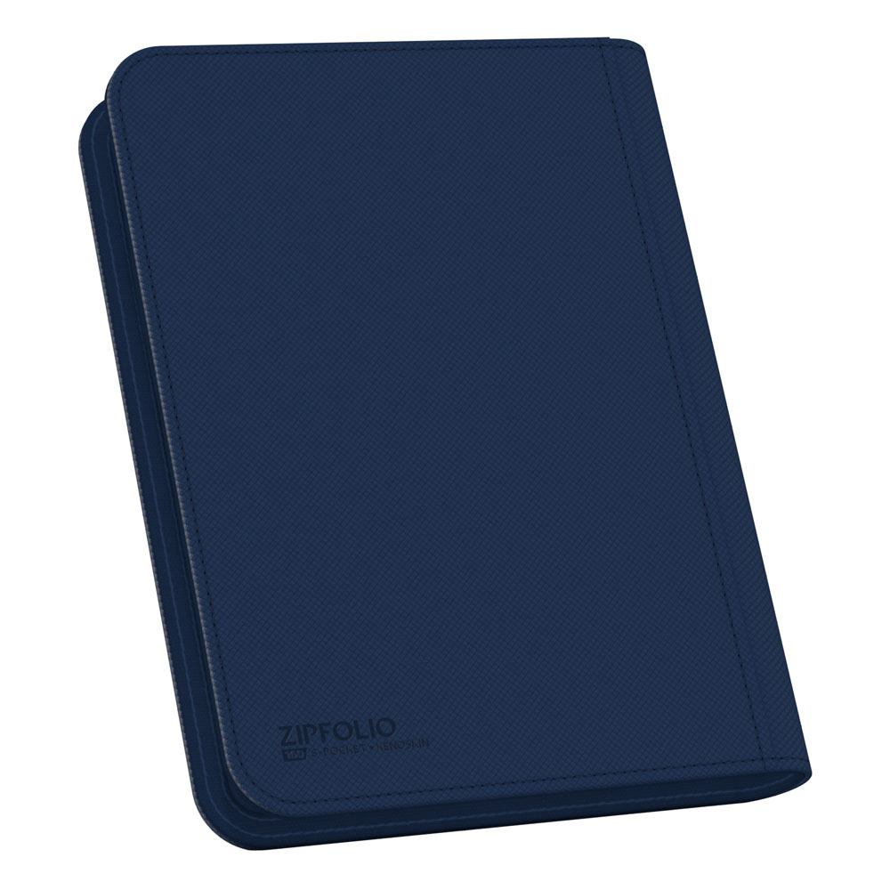 Blaues Ultimate Guard Zipfolio 160, 8-Pocket XenoSkin, Kartenmappe mit Reißverschluss für Sammelkarten.