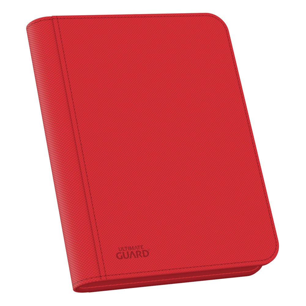 Rote Ultimate Guard Zipfolio 160 Kartenmappe mit XenoSkin-Einband und Reißverschluss für Sammelkarten.