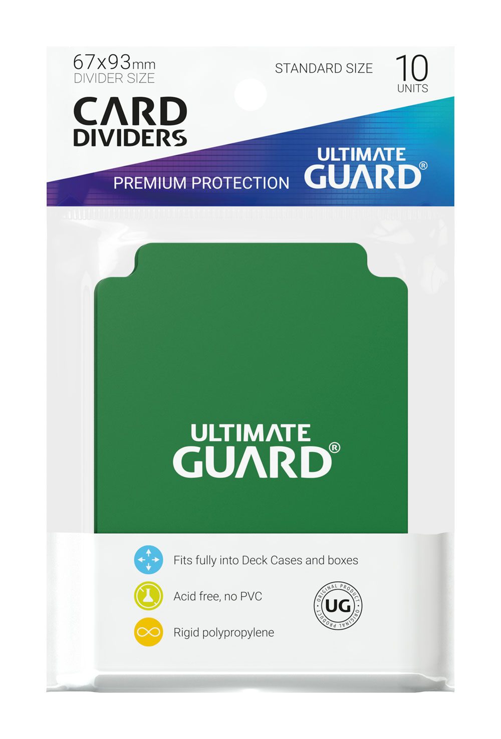 Grüne Ultimate Guard Kartentrenner, 10 Stück, aus Polypropylen, beschreibbar, für Kartenboxen, säurefrei.