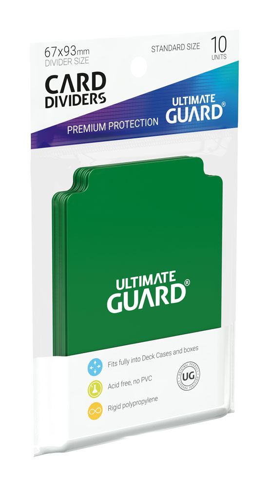 Grüne Ultimate Guard Kartentrenner, 10 Stück, aus Polypropylen, beschreibbar, für Kartenboxen, säurefrei.