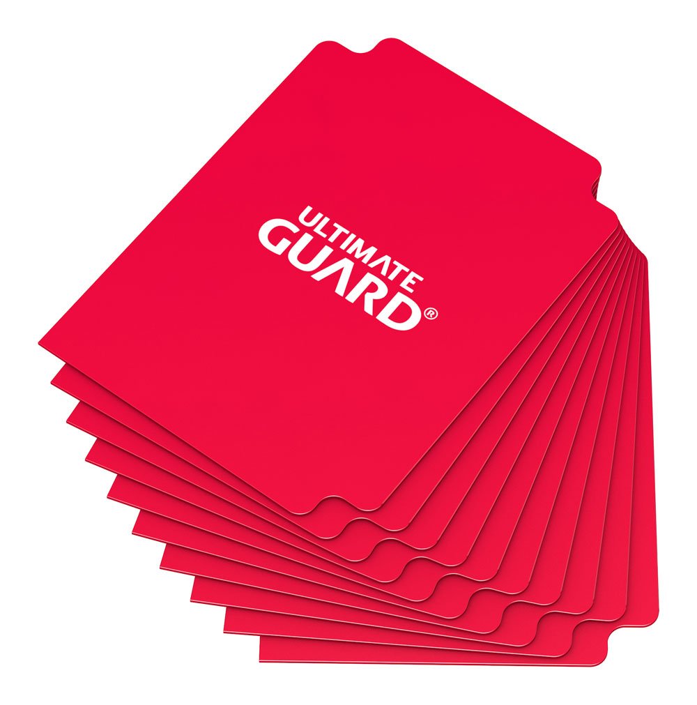 Rote Ultimate Guard Kartentrenner, 10 Stück, aus Polypropylen, beschreibbar, für Kartenorganisation.