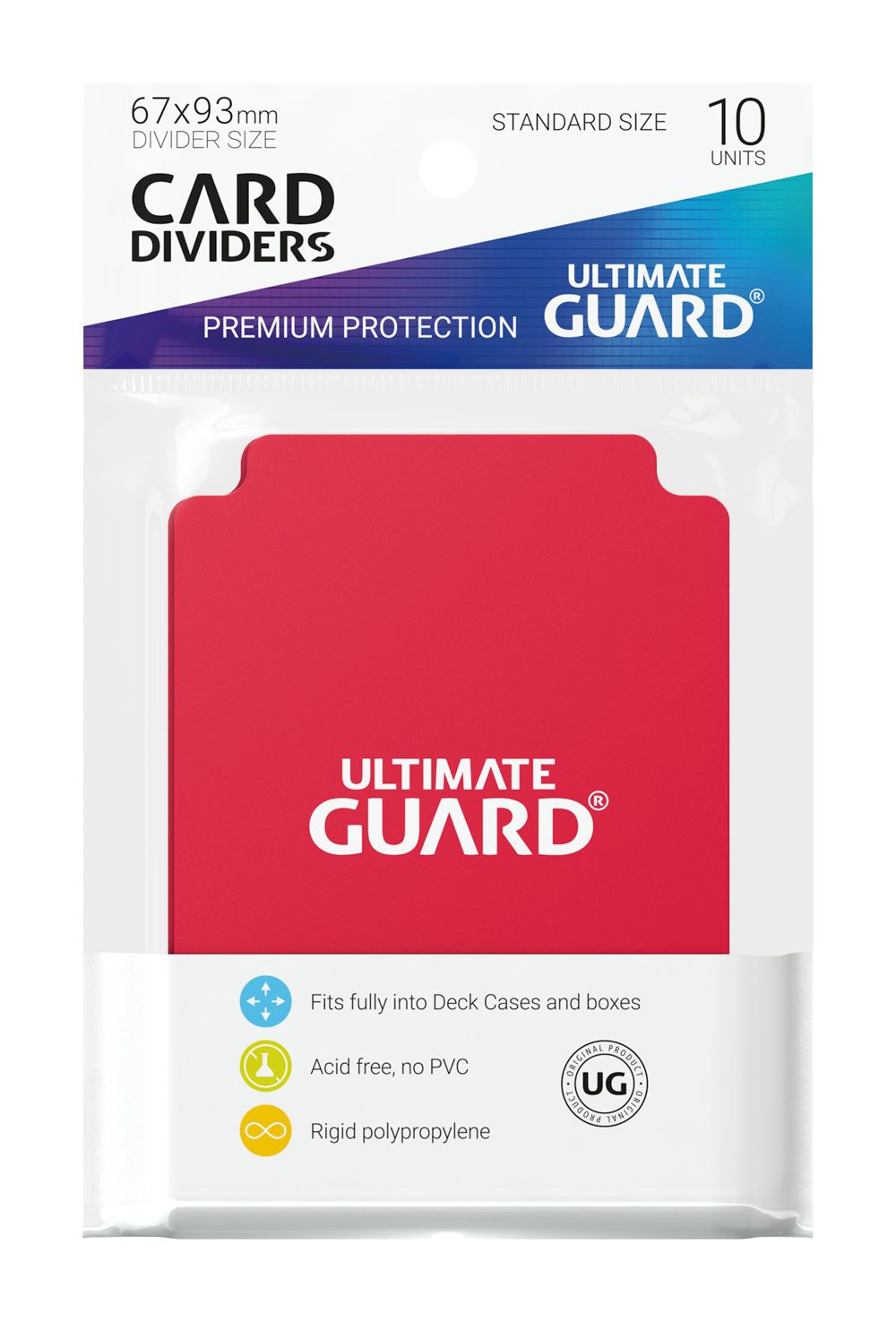 Rote Ultimate Guard Kartentrenner, 10 Stück, beschreibbar, aus Polypropylen, für Kartenboxen, säurefrei, Standardgröße.