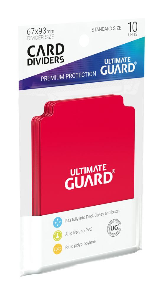 Rote Ultimate Guard Kartentrenner, 10 Stück, beschreibbar, aus Polypropylen, für Kartenboxen, säurefrei.