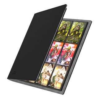Ultimate Guard Portfolio 480, schwarze XenoSkin-Kartenmappe, 24-Pocket, geöffnet mit Sammelkarten.