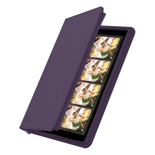 Ultimate Guard Zipfolio 320, violett, geöffnet mit Sammelkarten, 16-Pocket XenoSkin, Reißverschluss.