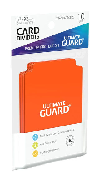 Ultimate Guard Kartentrenner Standardgröße Orange, 10 Stück, aus stabilem Polypropylen, beschreibbarer Reiter, säurefrei.