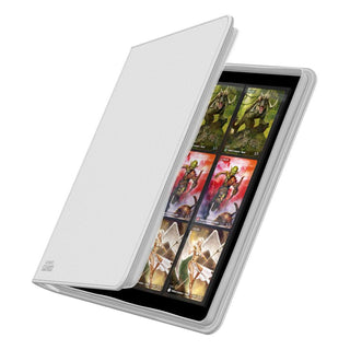 Weißer Ultimate Guard Zipfolio 480, 24-Pocket XenoSkin, geöffnet mit Kartenansicht.