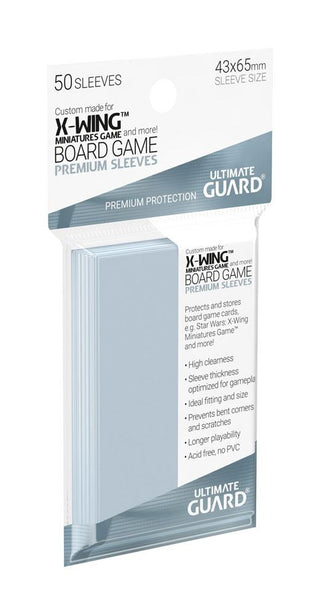 Ultimate Guard Board Game Sleeves, 50 Stück, 43x65mm, für X-Wing Miniatures Game, säurefrei, hohe Transparenz.