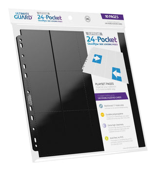 Ultimate Guard 24-Pocket QuadRow Seiten, schwarz, 10er-Pack, doppelseitig, 11er-Lochung, für Sammelkarten.