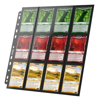 Ultimate Guard 24-Pocket QuadRow Seiten, schwarz, mit Karten bestückt, 11er-Lochung, doppelseitig, 10er-Pack.