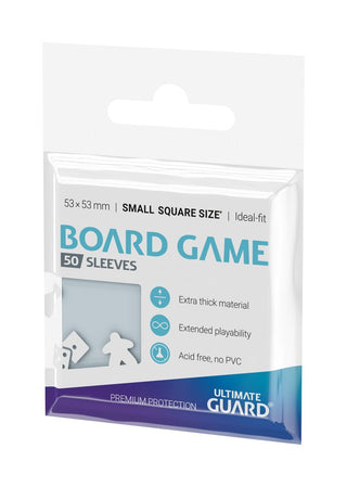 Ultimate Guard Premium Sleeves für quadratische Brettspielkarten, 50 Stück, 53x53mm, extra dick, säurefrei, idealer Schutz.