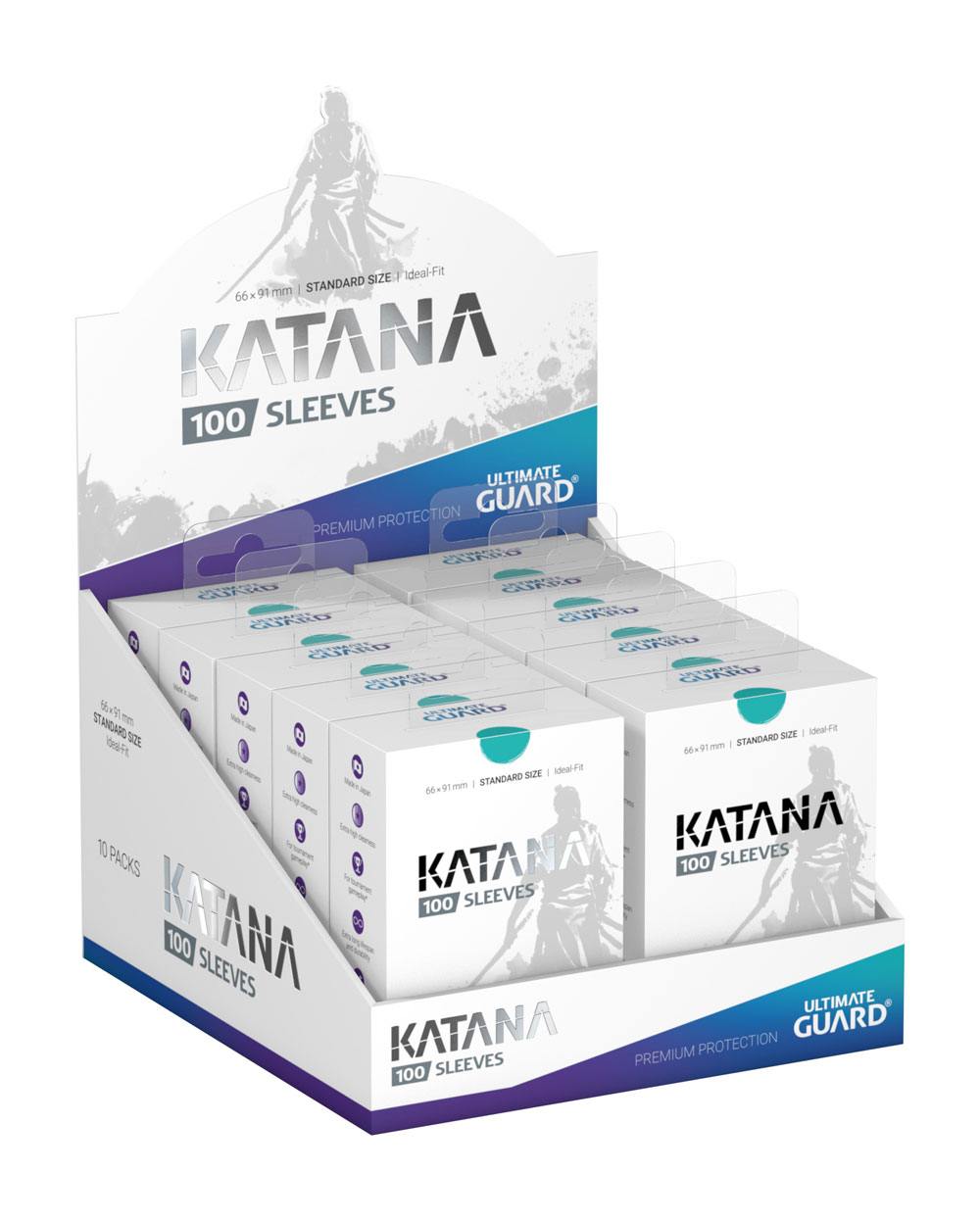 Ultimate Guard Katana Sleeves Türkis, 100er Packung, in Displaybox, Standardgröße, Premium-Kartenschutz.