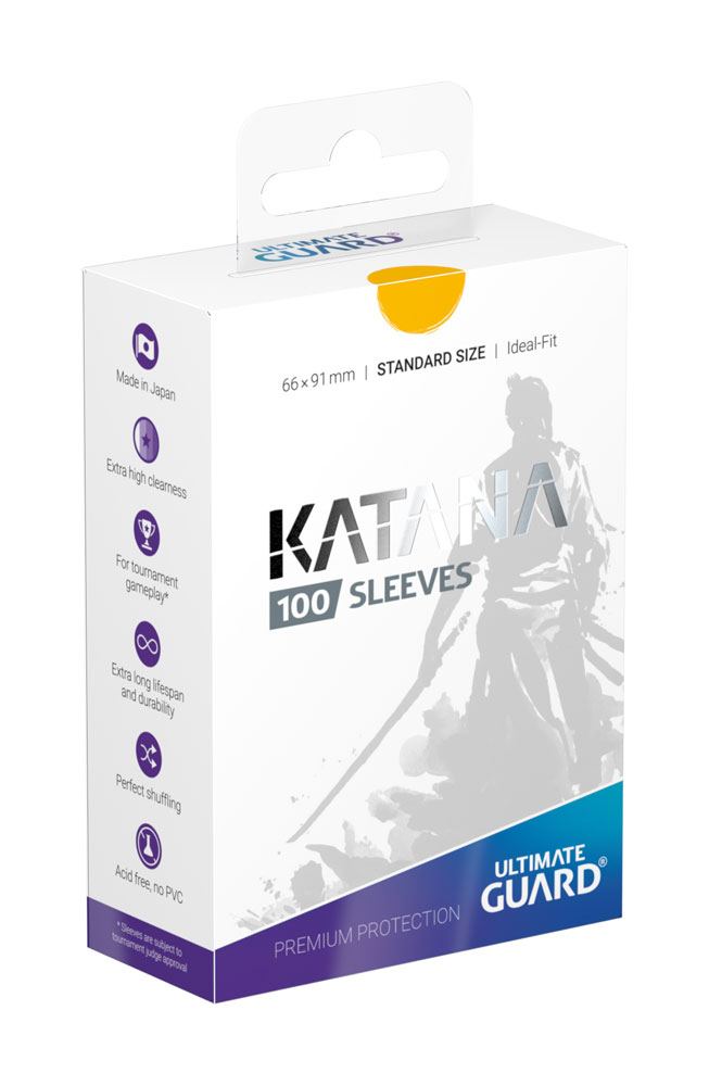 Ultimate Guard Katana Sleeves Standardgröße Gelb, 100er Packung, Premium-Kartenschutzhüllen, Made in Japan.