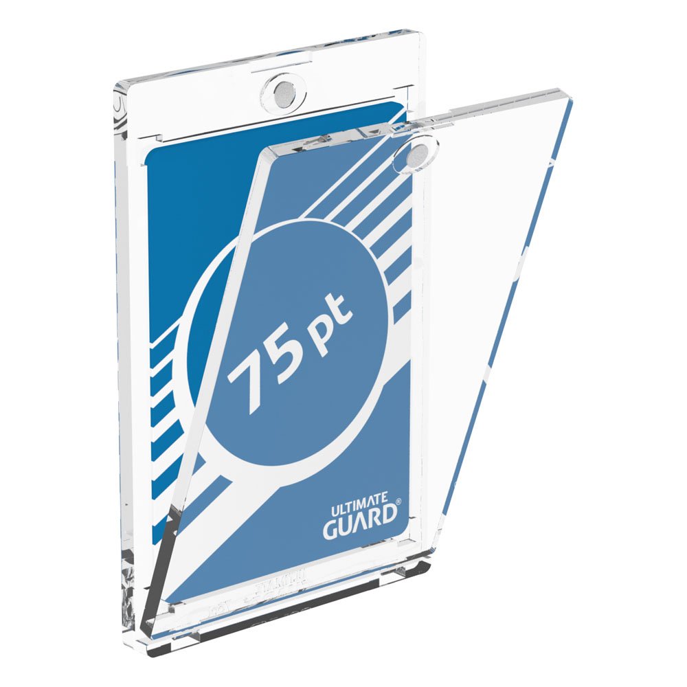 Ultimate Guard Magnetic Card Case 75 pt, transparent, geöffnet, für Kartenschutz.