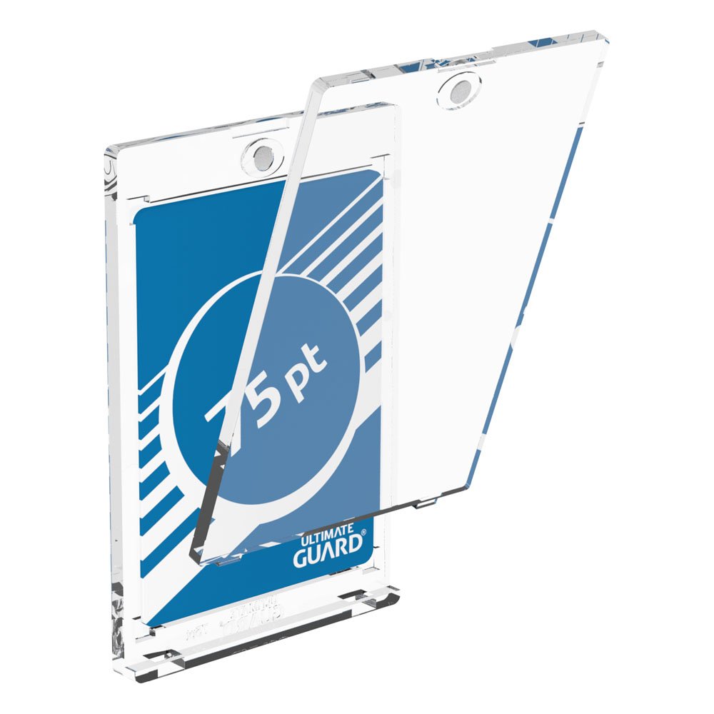 Ultimate Guard Magnetic Card Case 75 pt, transparent, geöffnet, für Kartenschutz.