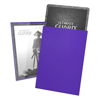 Blaue Ultimate Guard Katana Sleeves, japanische Größe, zeigen Samurai-Design, schützen Karten.