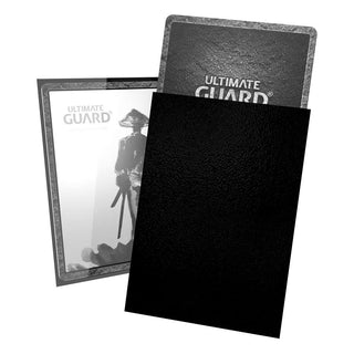 Schwarze Ultimate Guard Katana Sleeves, japanische Größe, 60 Stück, Kartenhüllen.