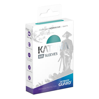 Ultimate Guard Katana Sleeves, 60er Pack, Türkis, japanische Größe, Verpackung mit Samurai-Design.