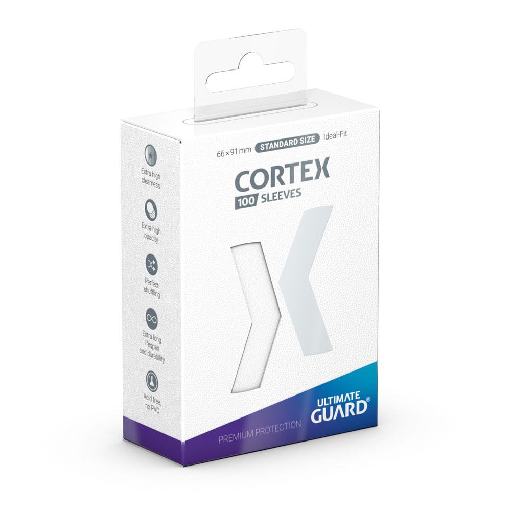 Verpackung der Ultimate Guard Cortex Sleeves in Weiß, 100 Stück, Standardgröße.
