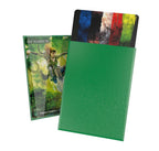 Grüne Ultimate Guard Cortex Sleeves für TCG-Karten, 100er Pack, mit Kartenbeispielen.