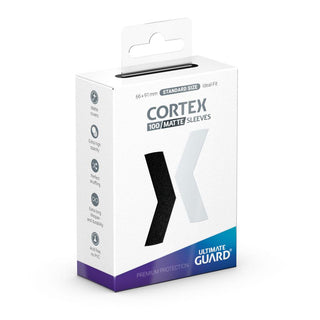 Ultimate Guard Cortex Sleeves, 100 Stück, Standardgröße, matt-schwarz, Verpackungsvorderseite.