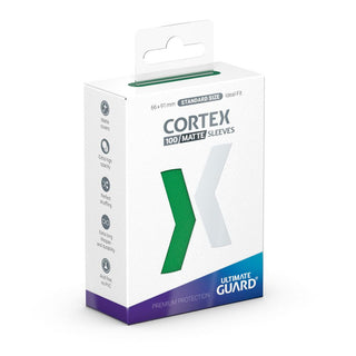Ultimate Guard Cortex Sleeves, Standardgröße, matt-grün, 100 Stück, Verpackungsvorderseite.