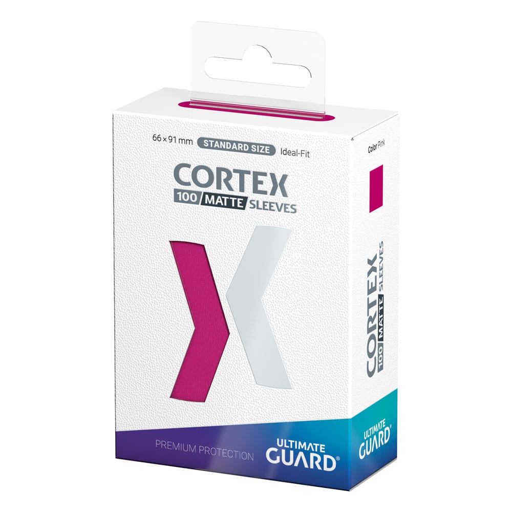 Ultimate Guard Cortex Sleeves, Standardgröße, Matte Pink, 100 Stück, Verpackungsvorderseite.