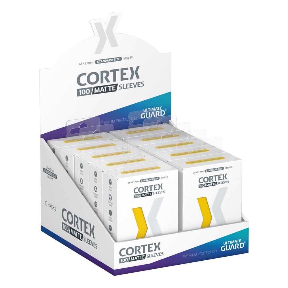 Ultimate Guard Cortex Sleeves, Standardgröße, Matte Yellow, 100er-Packung, Display-Box.