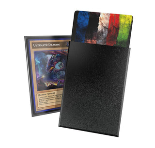 Ultimate Guard Cortex Sleeves, matt-schwarz, japanische Größe, für TCG-Karten, 60er-Pack, zeigt Karten in Schutzhüllen.