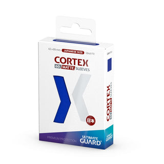 Ultimate Guard Cortex Sleeves, japanische Größe, matt-blau, 60 Stück, Verpackungsvorderseite.