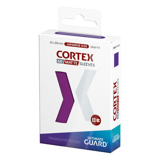 Ultimate Guard Cortex Sleeves, 60 lila matte Hüllen, japanische Größe, Verpackungsvorderseite.