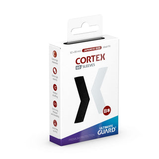 Ultimate Guard Cortex Sleeves, Japanische Größe, Schwarz, 60 Stück, Verpackungsvorderseite.