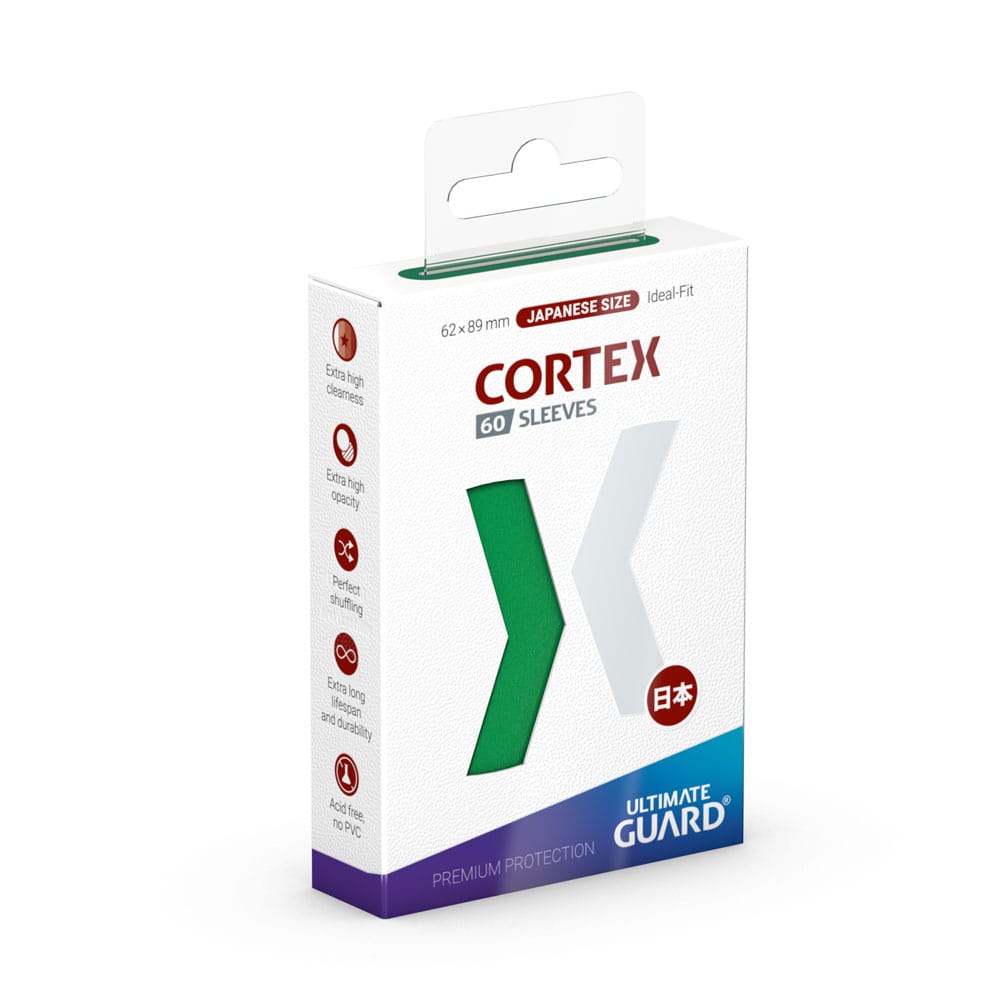 Ultimate Guard Cortex Sleeves Japanische Größe Grün (60), Verpackungsvorderseite.