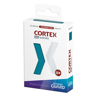Verpackung der Ultimate Guard Cortex Sleeves Japanese Size Petrol, 60 Stück, für TCG-Karten.