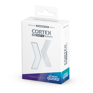 Verpackung der Ultimate Guard Cortex Sleeves, 100 matt-transparente Hüllen, Standardgröße.