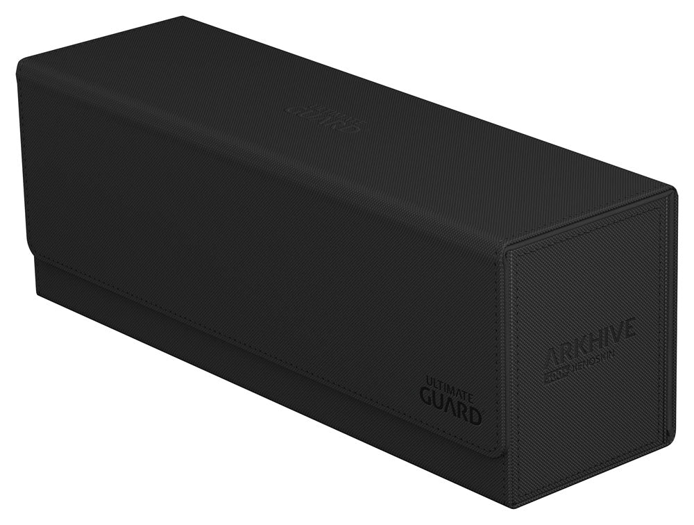 Schwarze Ultimate Guard Arkhive 400+ XenoSkin Box zur Kartenaufbewahrung.