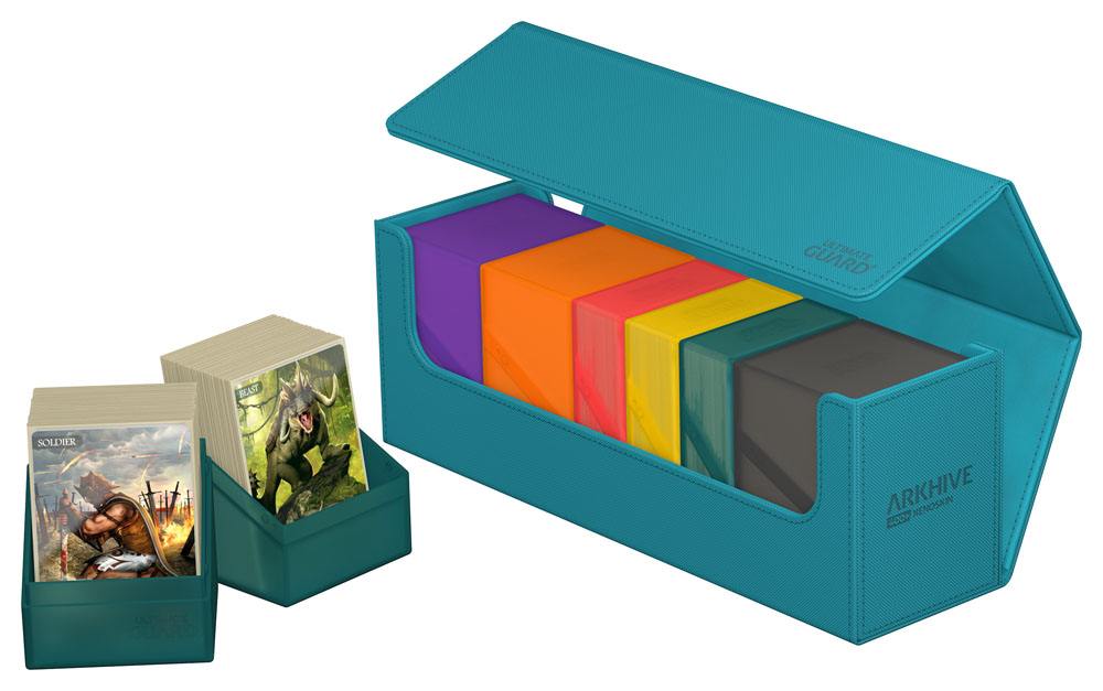 Ultimate Guard Arkhive 400+ XenoSkin Petrolblau mit Karten und Deck Boxen.